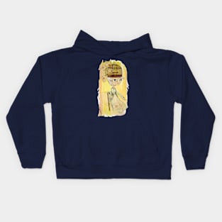 Ingrid - a surreal old woman Kids Hoodie